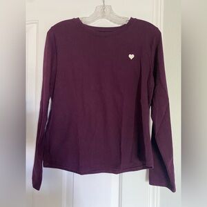 a new day Women’s Deep Purple Long Sleeve Top with Heart Detail, Size M